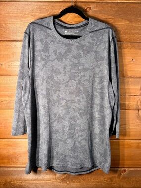 Under Armour Heather Gray Floral Jacquard 3/4-Sleeve Tunic Size Large 💕🩶